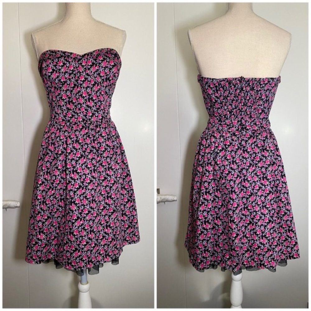 Black Poppy - Cute Strapless Floral Dress by Black Poppy Size M